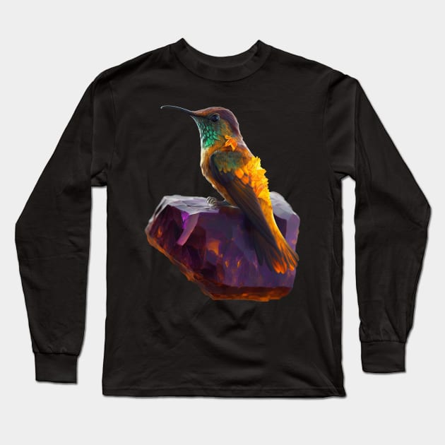 Crystal Hummingbird Long Sleeve T-Shirt by SCHummingbirds